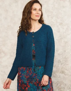 Gilet maille boléro bleu