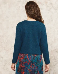 Gilet maille boléro bleu