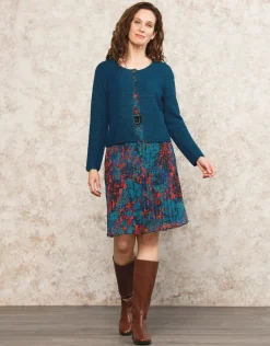 Gilet maille boléro bleu