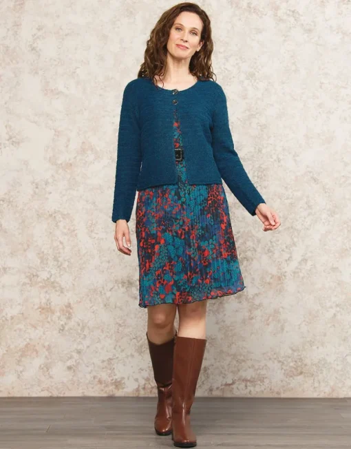 Gilet maille boléro bleu