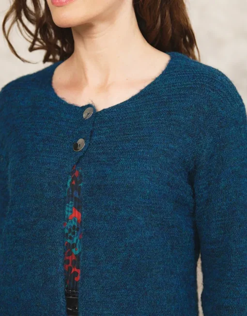 Gilet maille boléro bleu