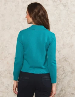 Gilet maille turquoise