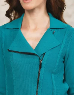 Gilet maille turquoise