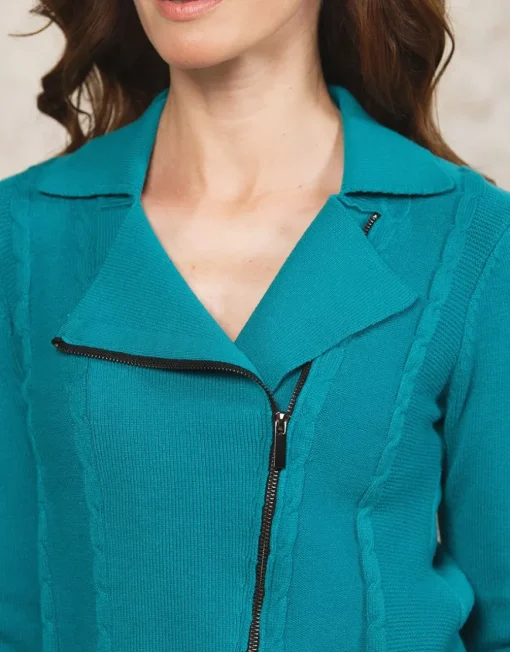 Gilet maille turquoise