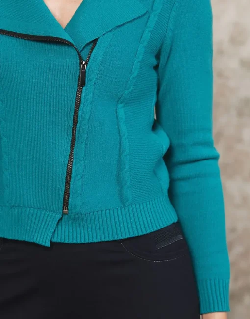 Gilet maille turquoise