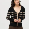 Gilet rayé noir beige
