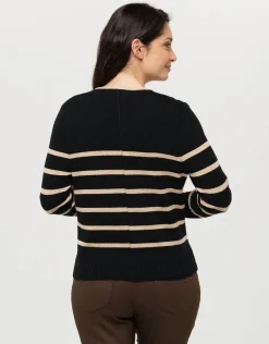 Gilet rayé noir beige