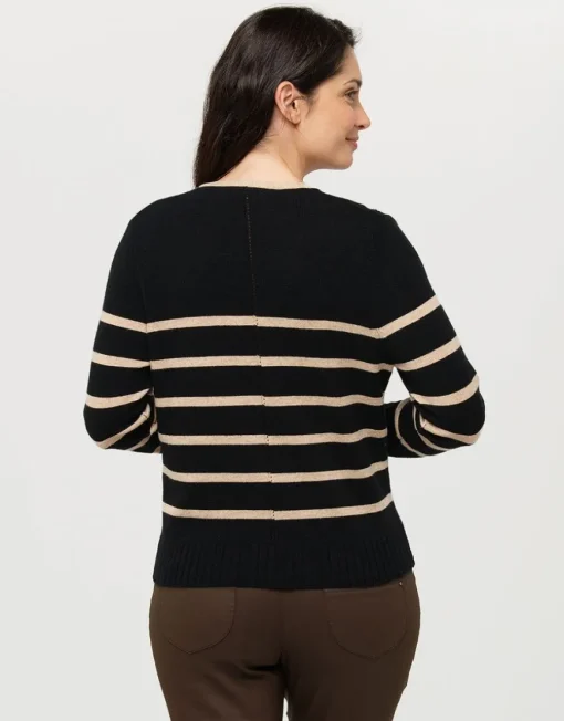 Gilet rayé noir beige