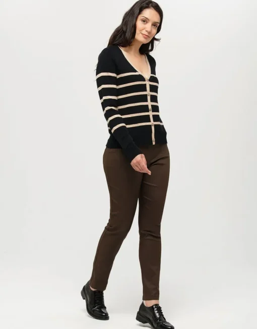 Gilet rayé noir beige