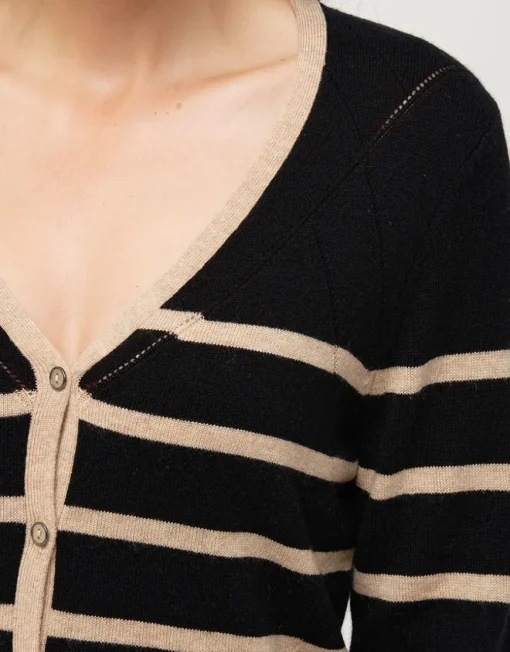 Gilet rayé noir beige