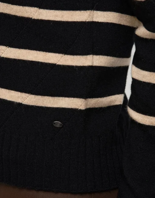 Gilet rayé noir beige