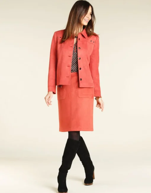 Jupe corail aspect daim