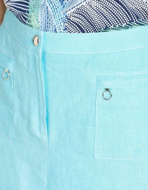 Jupe lin bleu turquoise