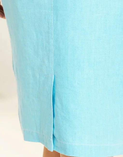 Jupe lin bleu turquoise