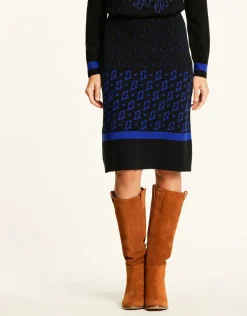Jupe maille jacquard bleu