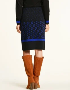 Jupe maille jacquard bleu