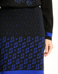 Jupe maille jacquard bleu