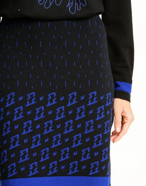 Jupe maille jacquard bleu