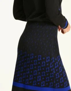Jupe maille jacquard bleu