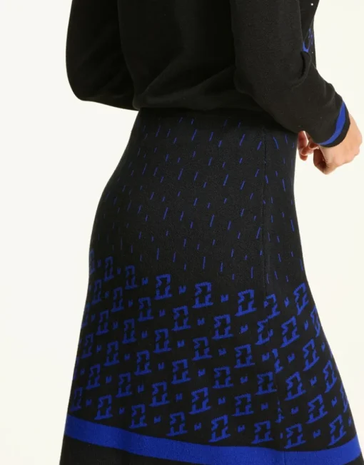 Jupe maille jacquard bleu
