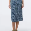 Jupe midi bleu imprimé