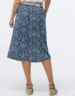 Jupe midi bleu imprimé