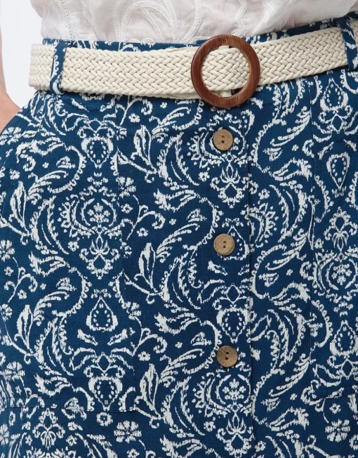 Jupe midi bleu imprimé