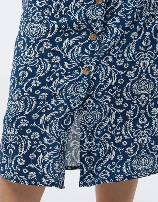 Jupe midi bleu imprimé