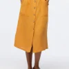 jupe midi lin ocre