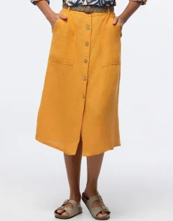 jupe midi lin ocre