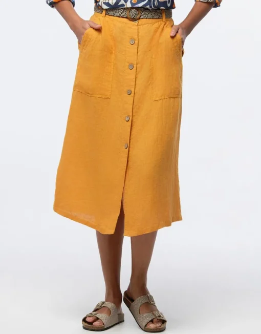 jupe midi lin ocre