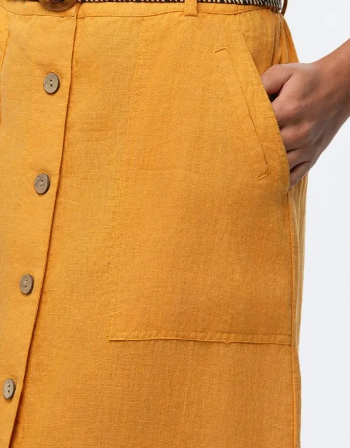 jupe midi lin ocre