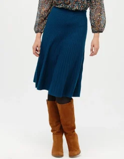 Jupe plissée maille bleue