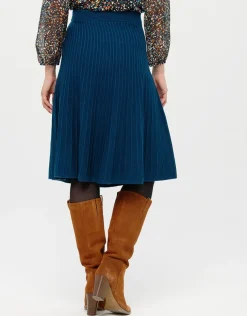 Jupe plissée maille bleue