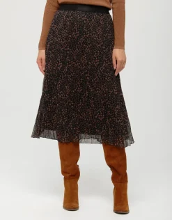 Jupe plissée motif beige
