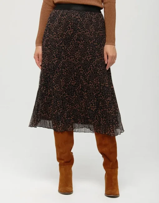 Jupe plissée motif beige