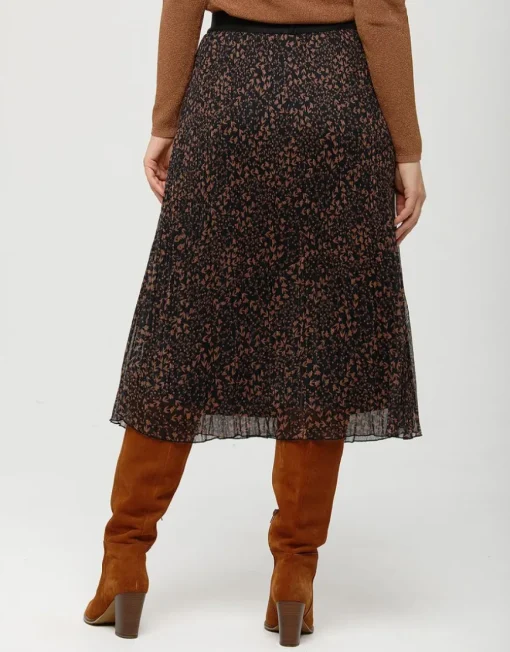 Jupe plissée motif beige