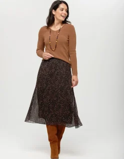 Jupe plissée motif beige