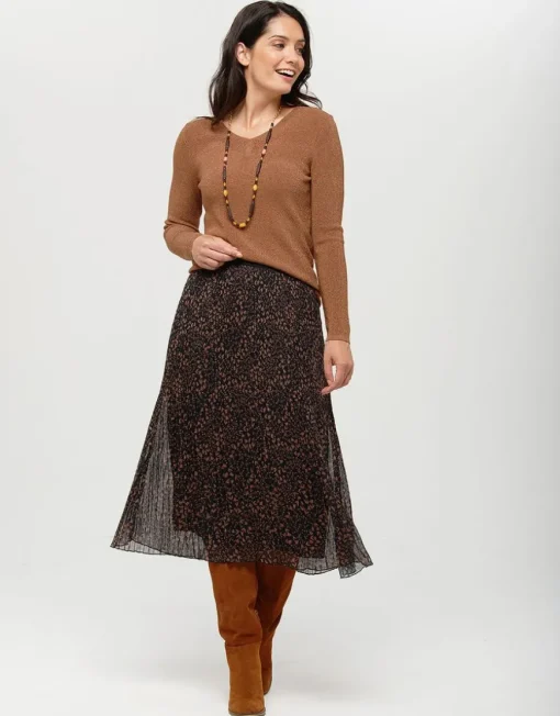 Jupe plissée motif beige
