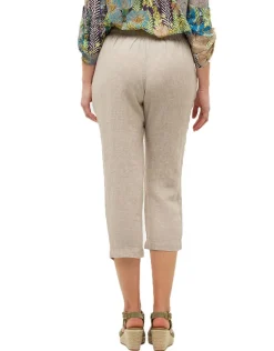 Pantacourt beige 100% lin