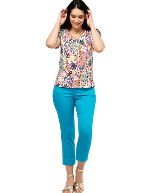 Pantacourt bleu stretch