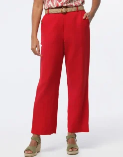 Pantalon lin rouge 7/8ème
