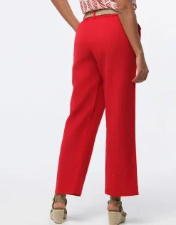 Pantalon lin rouge 7/8ème