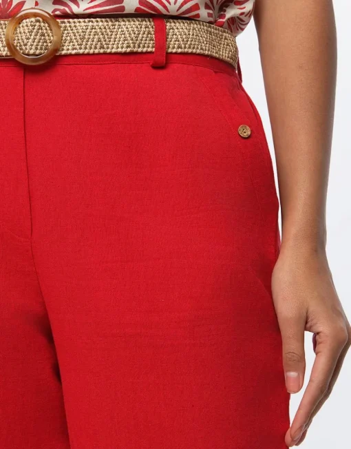 Pantalon lin rouge 7/8ème