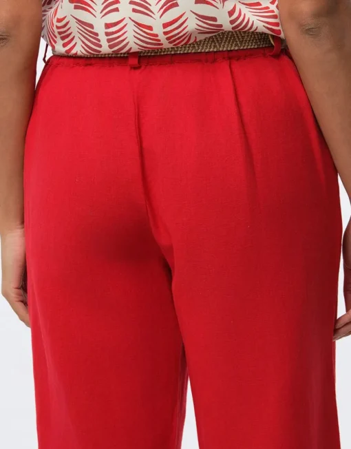 Pantalon lin rouge 7/8ème