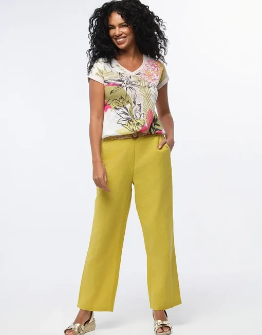 Pantalon lin vert 7/8ème