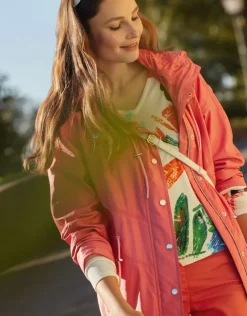 Parka courte rouge corail