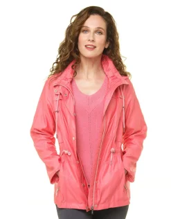 Parka courte rouge corail