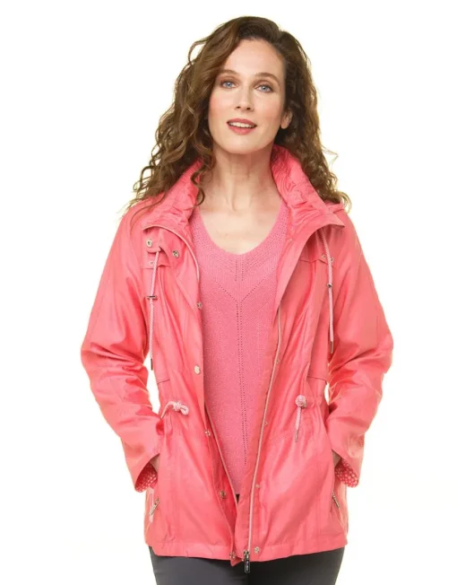 Parka courte rouge corail