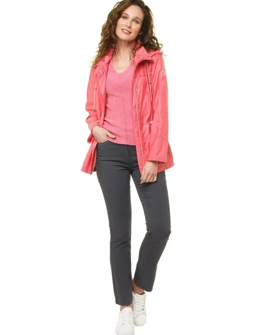 Parka courte rouge corail